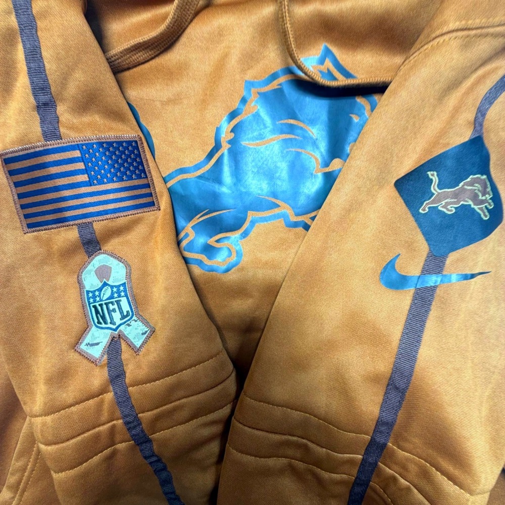 Detroit Lions NFL On Field Hoodie Large Nike Salute Military Style - Picture 5 of 6